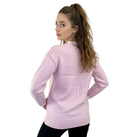 Soft Pink Knit Jumper with V-Neck