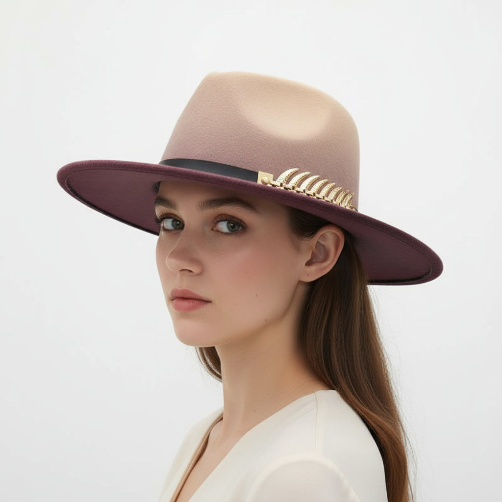 NEW!! Gradient Wide Brim Wool Felt Jazz Fedora Hats
