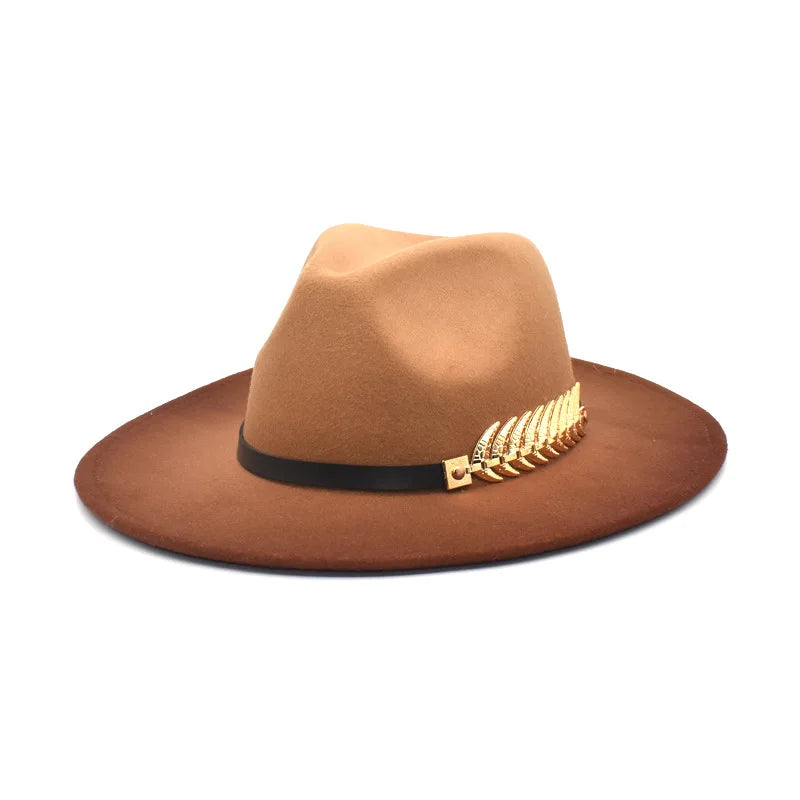 NEW!! Gradient Wide Brim Wool Felt Jazz Fedora Hats