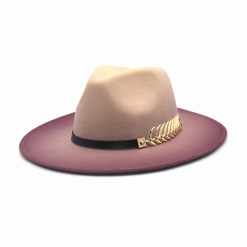NEW!! Gradient Wide Brim Wool Felt Jazz Fedora Hats