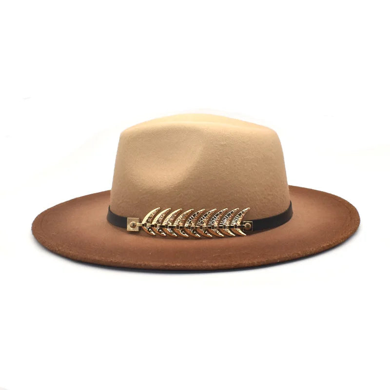 NEW!! Gradient Wide Brim Wool Felt Jazz Fedora Hats