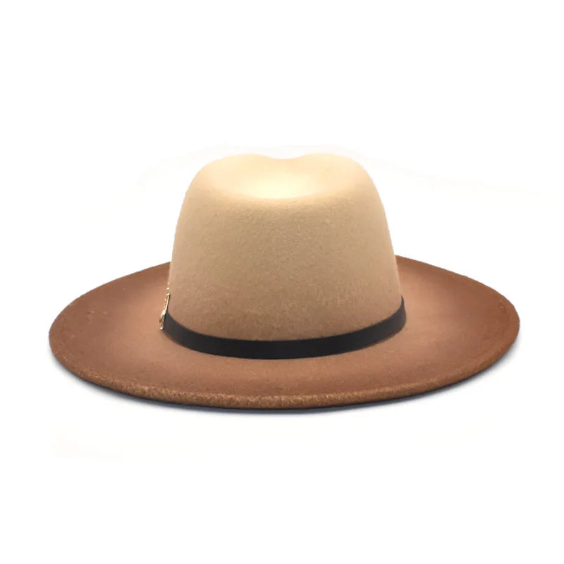 NEW!! Gradient Wide Brim Wool Felt Jazz Fedora Hats