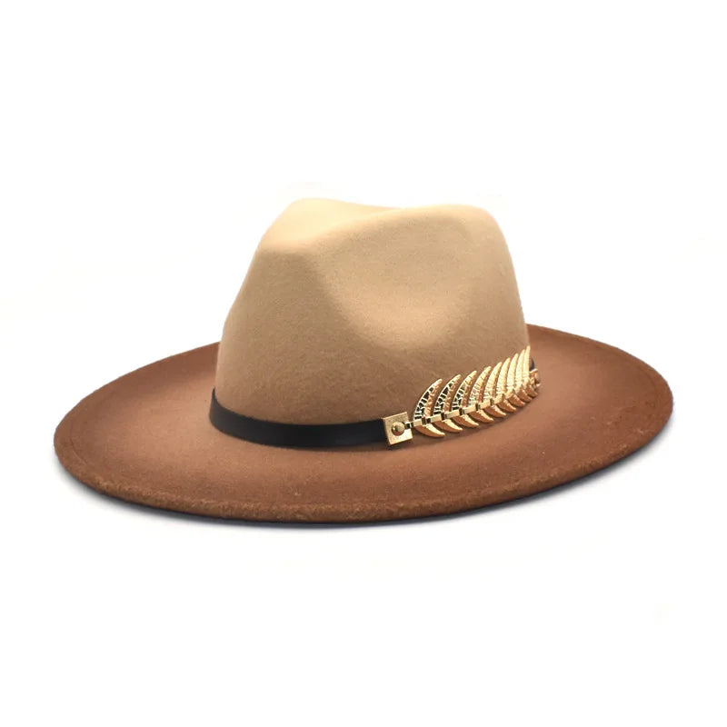 NEW!! Gradient Wide Brim Wool Felt Jazz Fedora Hats