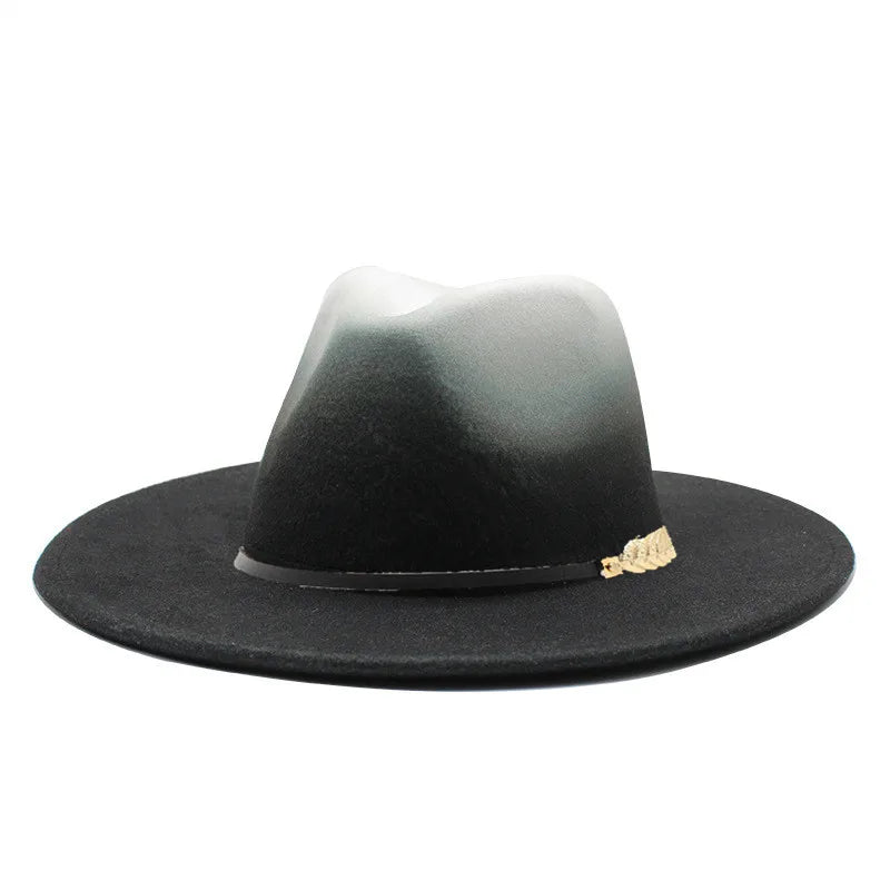 NEW!! Gradient Wide Brim Wool Felt Jazz Fedora Hats