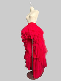 Dramatic Asymmetrical High-Low Tulle Maxi Skirt