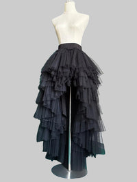 Dramatic Asymmetrical High-Low Tulle Maxi Skirt