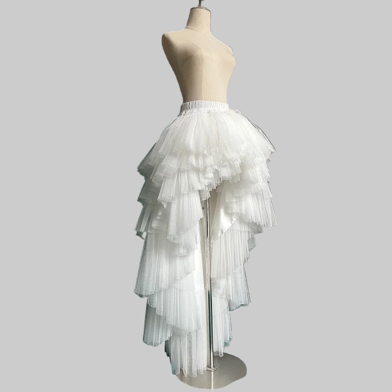 Dramatic Asymmetrical High-Low Tulle Maxi Skirt