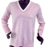 Soft Pink Knit Jumper with V-Neck