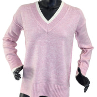 Soft Pink Knit Jumper with V-Neck