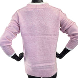 Soft Pink Knit Jumper with V-Neck