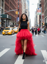 Dramatic Asymmetrical High-Low Tulle Maxi Skirt