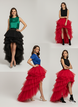 Dramatic Asymmetrical High-Low Tulle Maxi Skirt