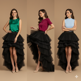 Dramatic Asymmetrical High-Low Tulle Maxi Skirt