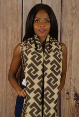 Luxury Soft Reversible Scarf - Beige Geo